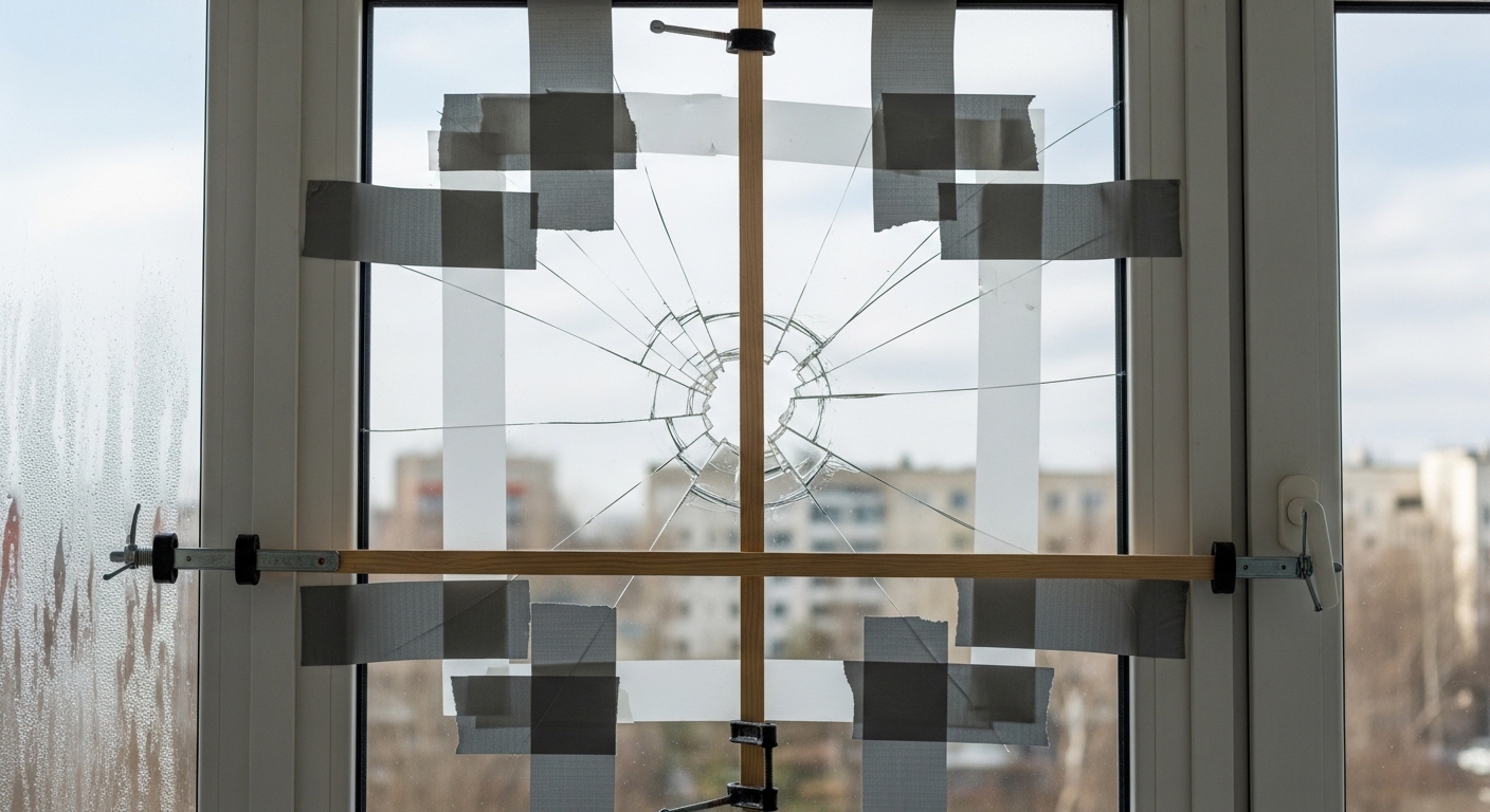 Vitrine commerciale cassée